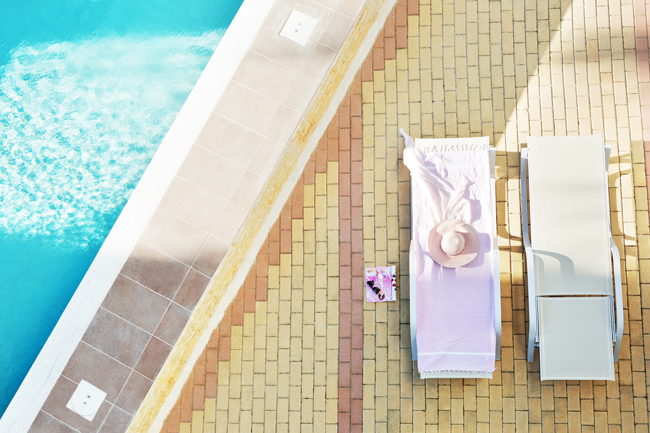 Classic Room terrass med tillgång till privat, delad pool