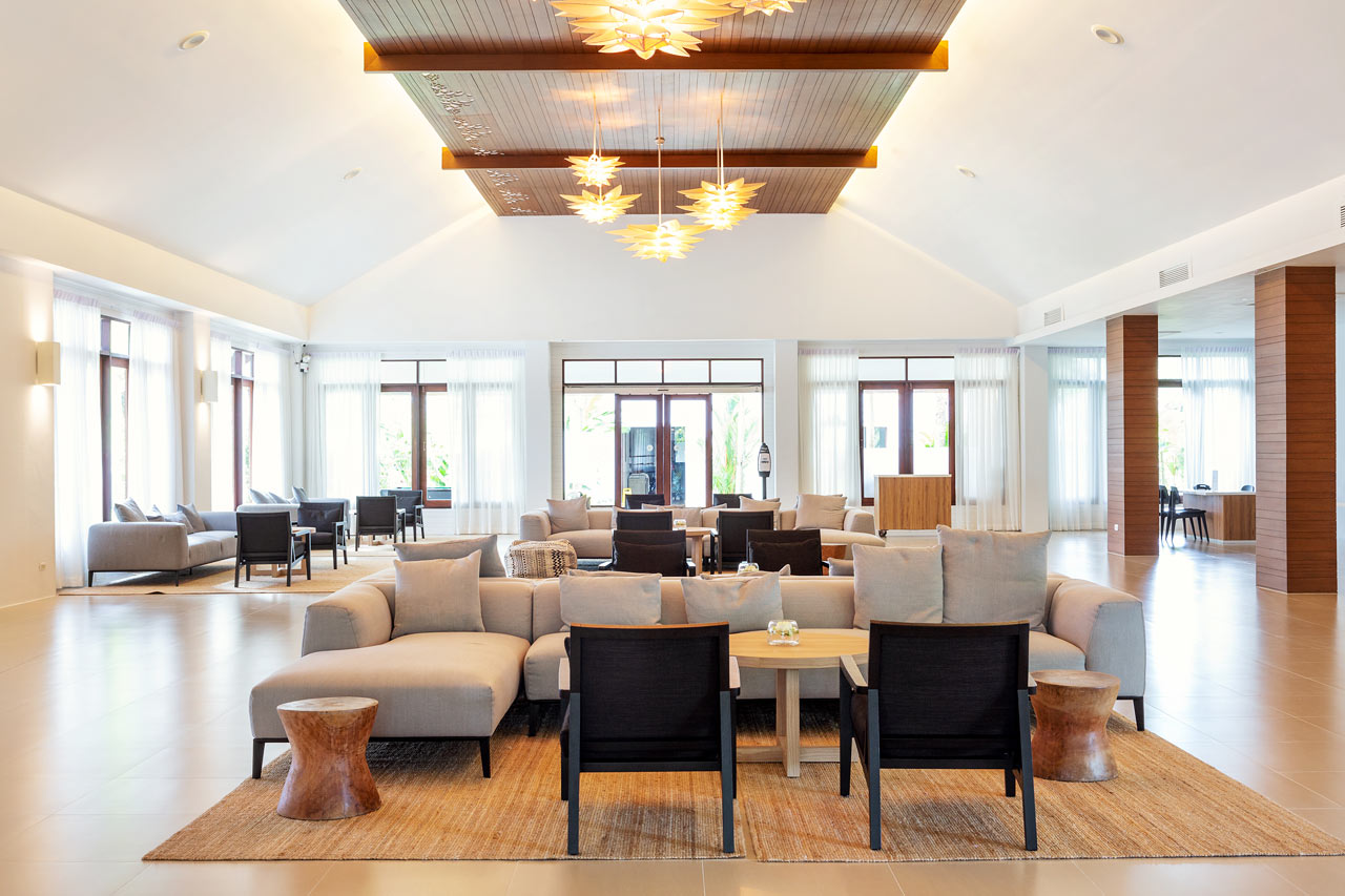 Hotellets trivsamma Lobby.