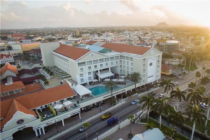 renaissance aruba resort casino building areal view