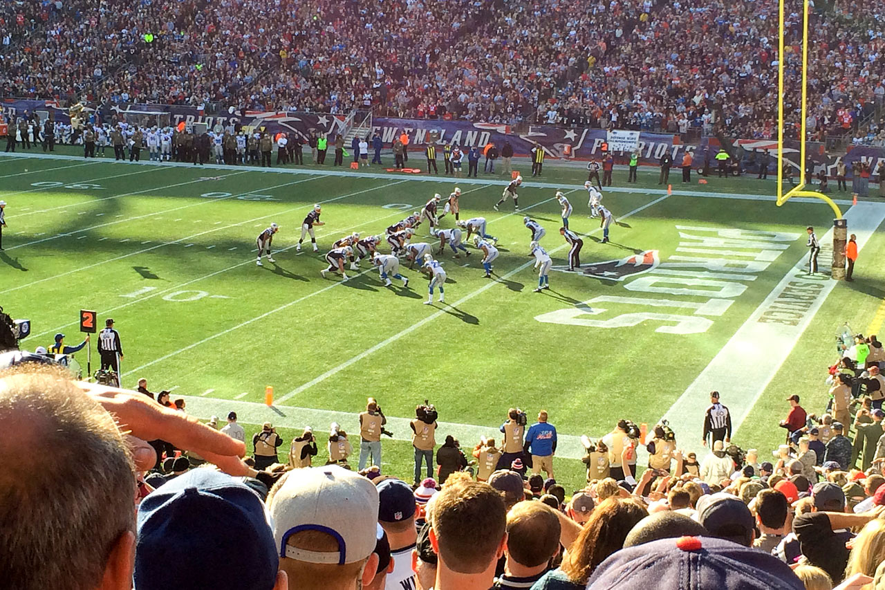 På Gillette Stadium utanför Boston spelar New England Patriots sina hemmamatcher