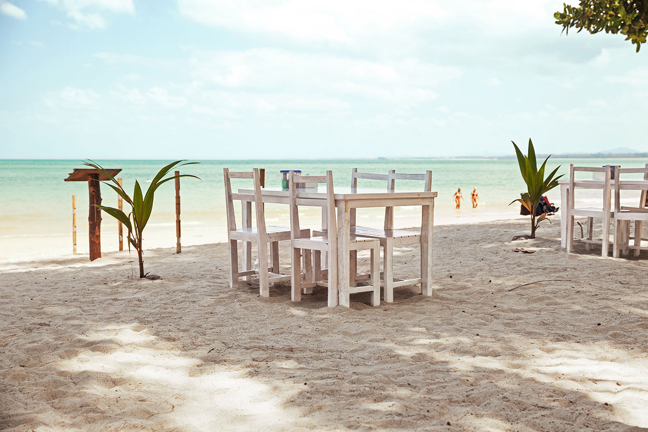 Den vackra, kritvita White Sand Beach