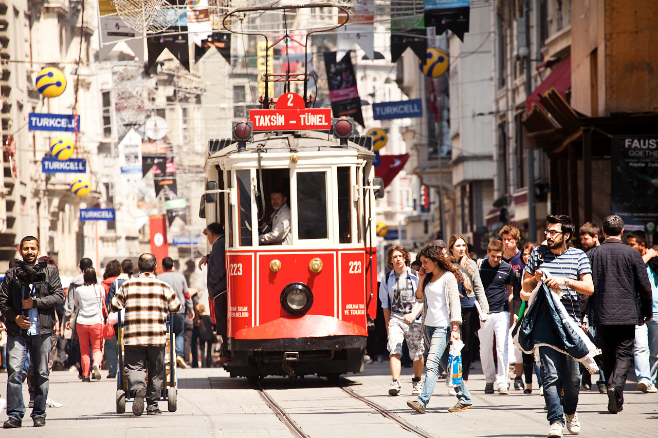 Spårvagnen på Istiklal, Stora Shoppinggatan, Beyoglu