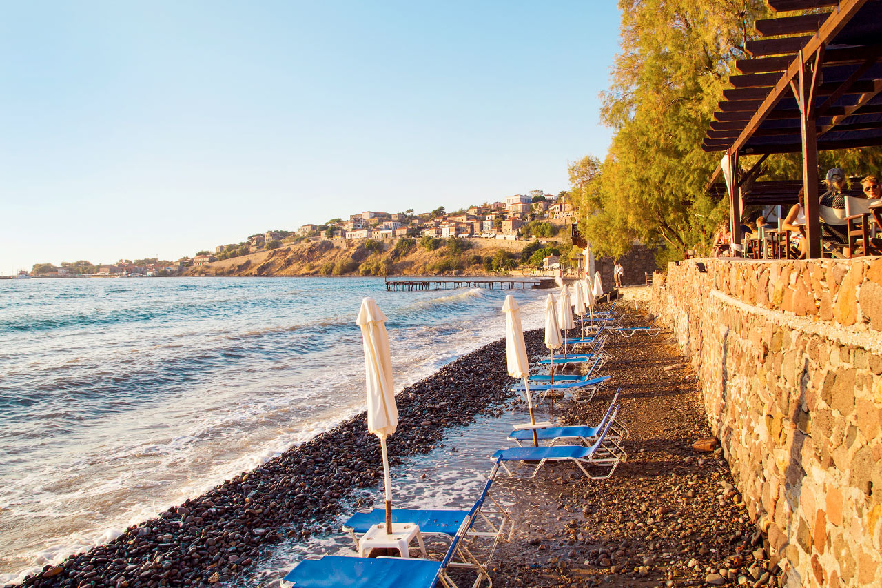 Stranden vid hotell Olive Press